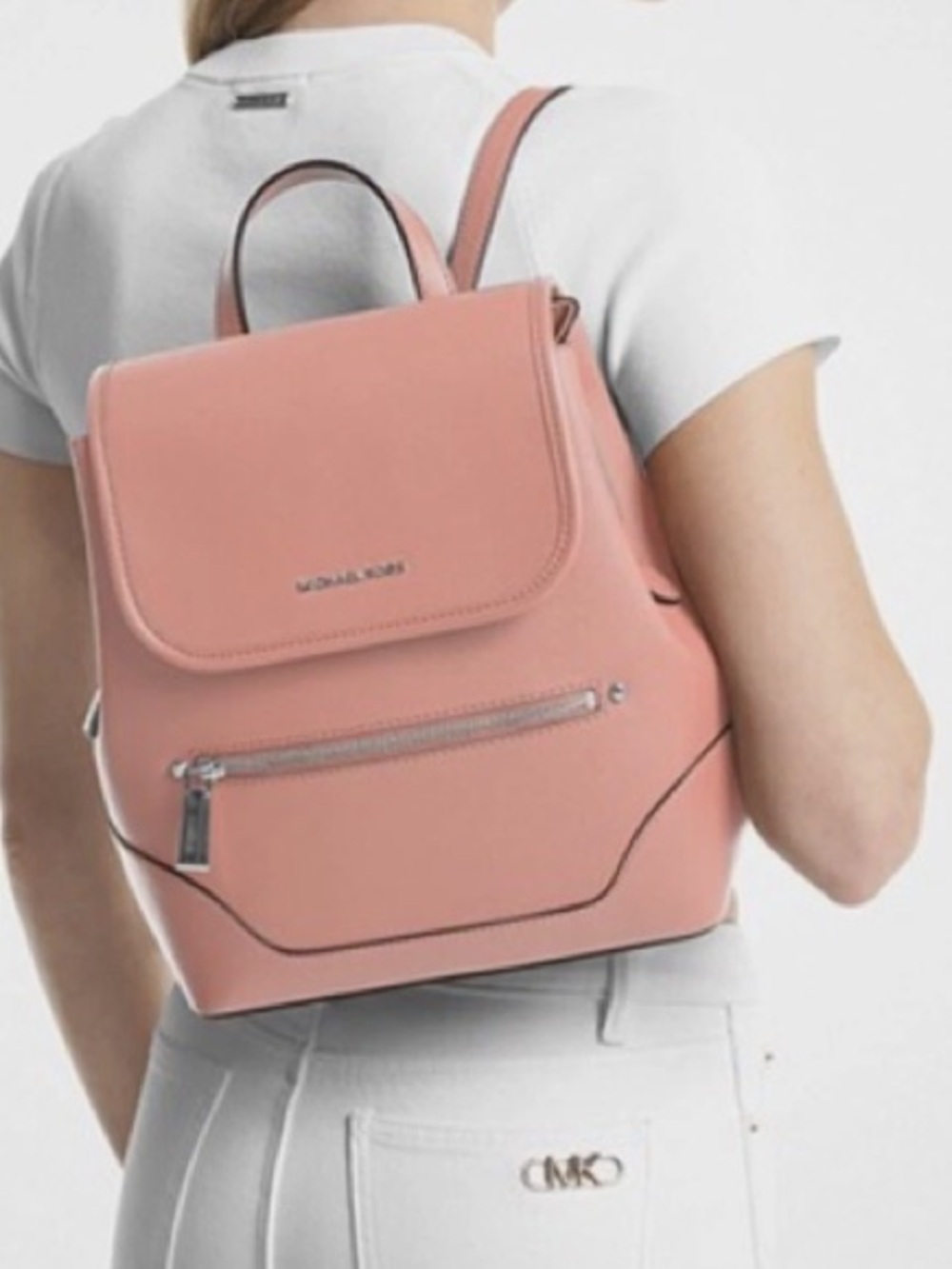 Michael Kors Blush Pink Harrison Medium Saffiano Leather Backpack